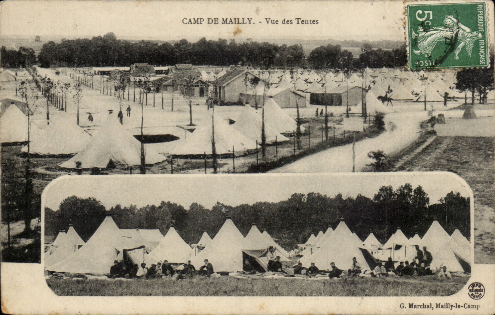 CPA Militaria CAmp de Mailly Vue des tentes