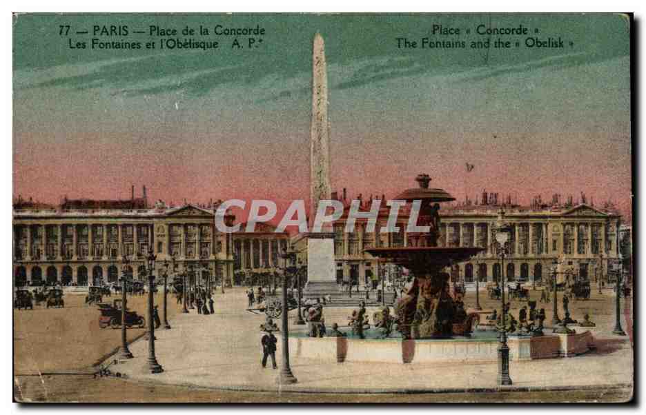 Paris — Place de la Concorde — Les Fontaines et l'Obélisque — A.P.*