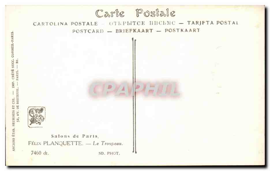 CPA Paris SAlon de 1911 Societe des artistes francais FElix Planquette Le troupeau (moutons sheep) — Rückseite