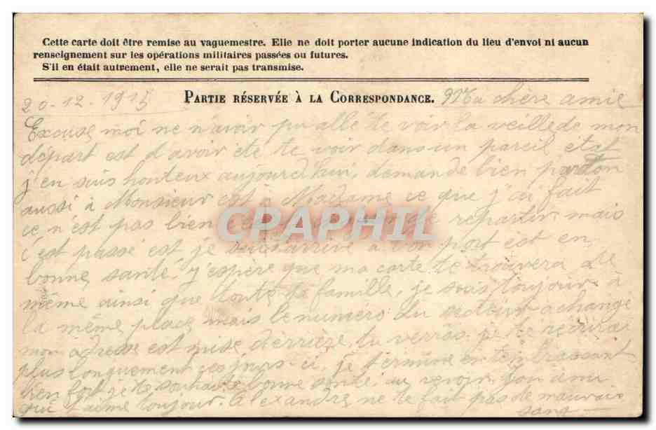 Correspondance des Armées de la République — Carte en franchise — éditeur Stern — Achterkant