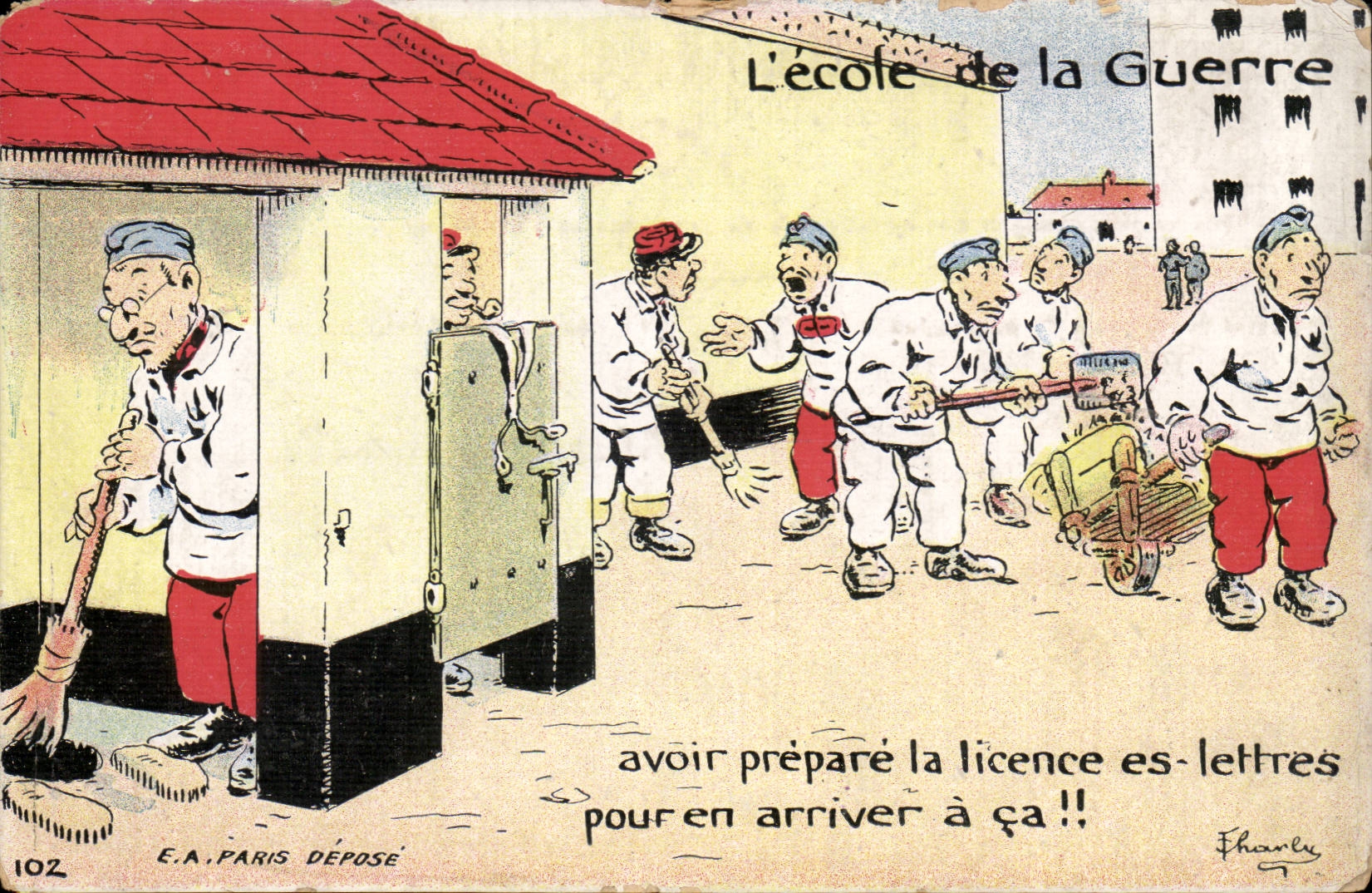 CPA Illustrateur Militaria L'ecoel de la guerre