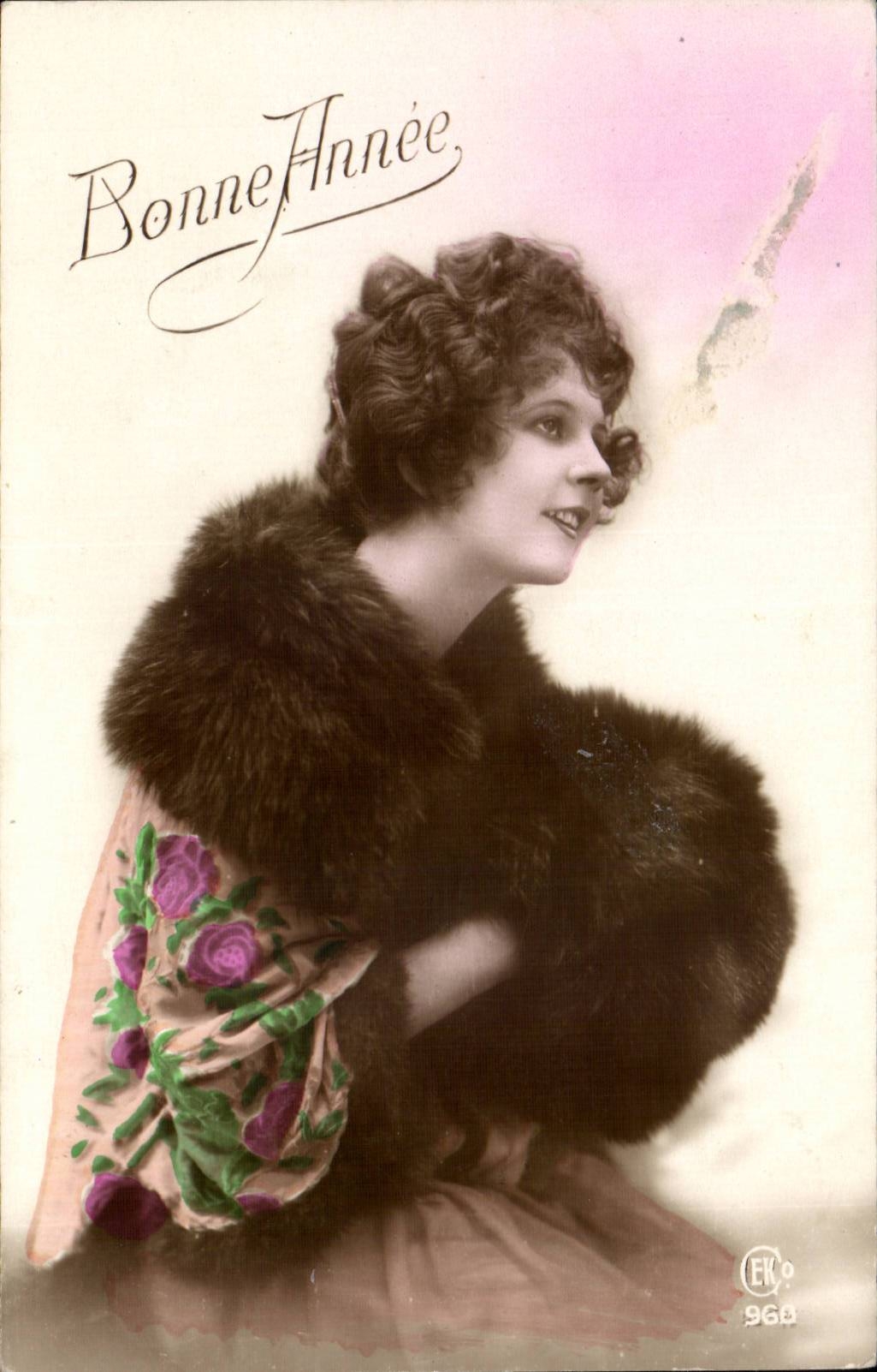 CPA FAntaisie Femme Bonne annee