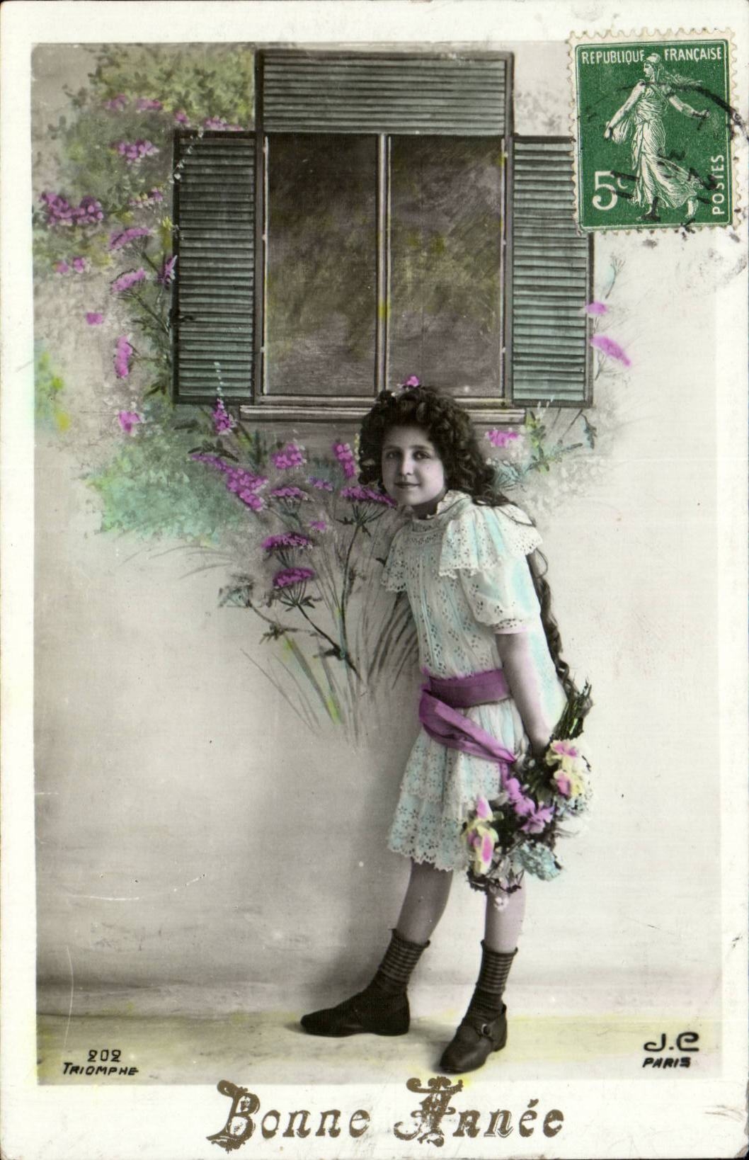 CPA FAntaisie Enfant Fille Bonne annee