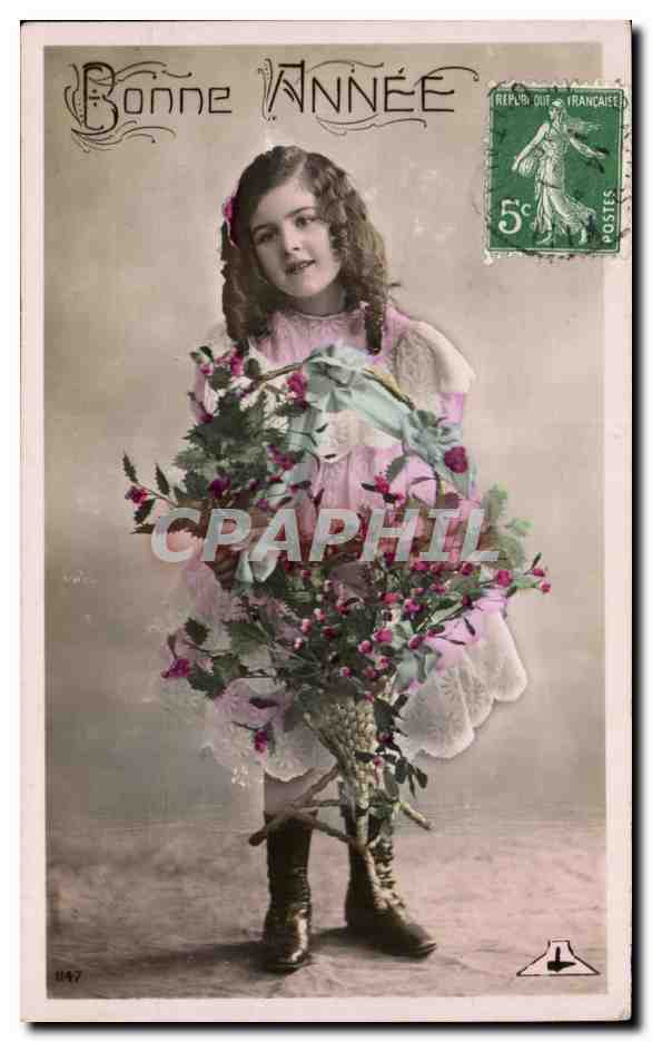 CPA FAntaisie Enfant Fille Bonne annee