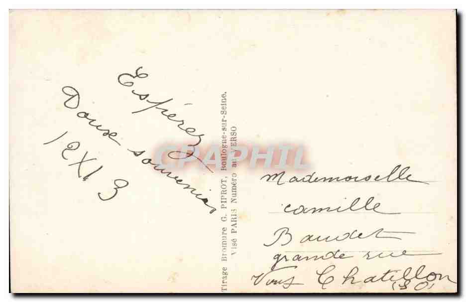 Jeune femme souriante — avec bouquet de fleurs — tirage G. PIPROT, Paris — Achterkant