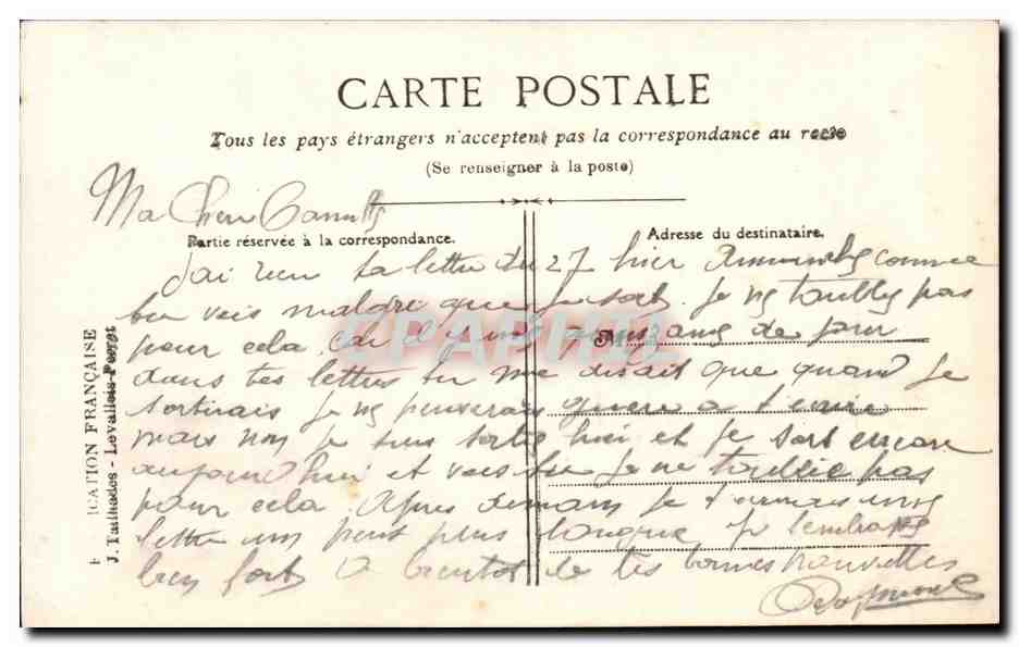 CPA Fantaisie Militaria Patriotique Femme et soldat — Rückseite