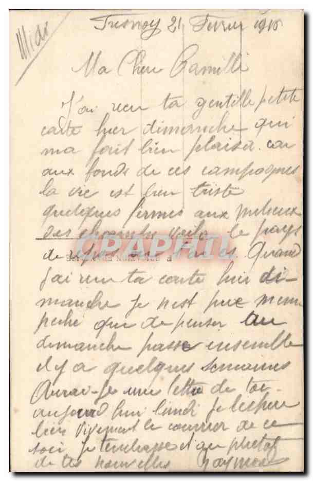 CPA Fantaisie Militaria Patriotique Soldat Lettre du champ d'honneur — Rückseite