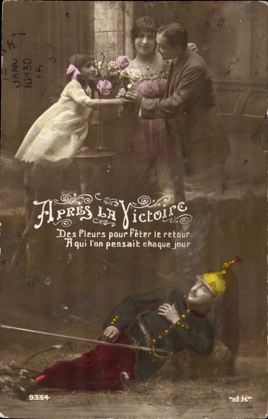 CPA Fantaisie Militaria Patriotique Soldat Apres la victoire (cuirasser uniforme)