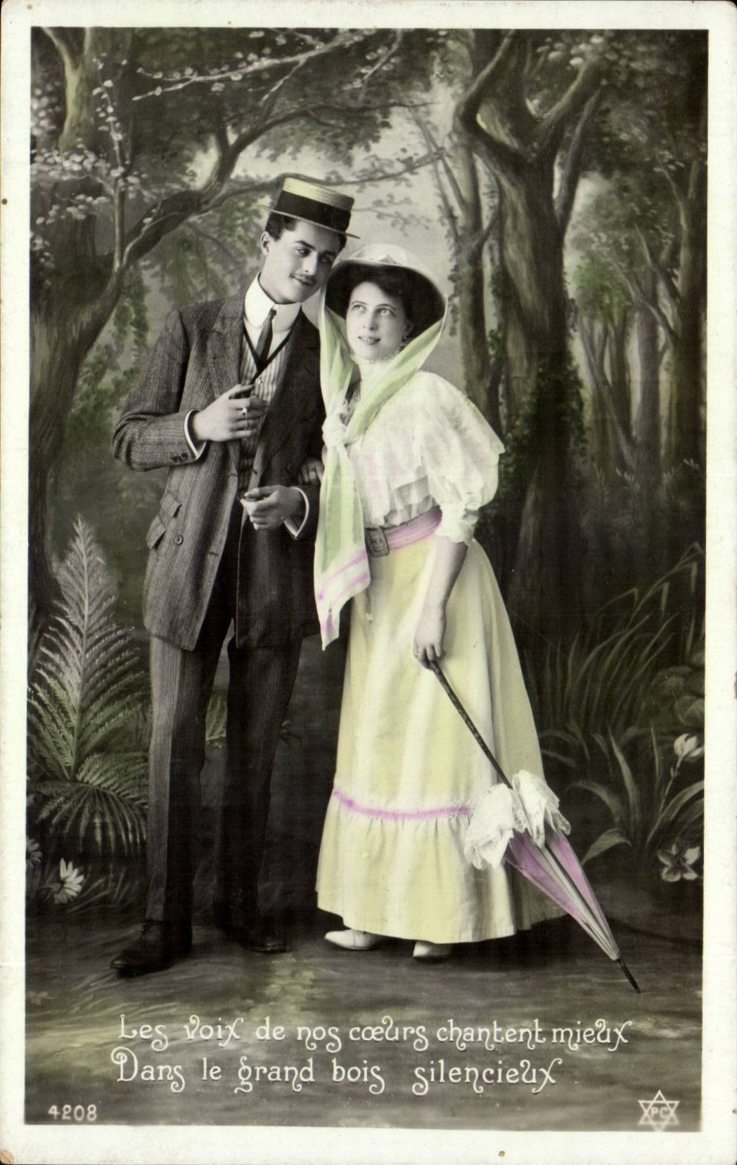 Couple dans un bois — texte poétique — éditeur CPAPHIL n°4208