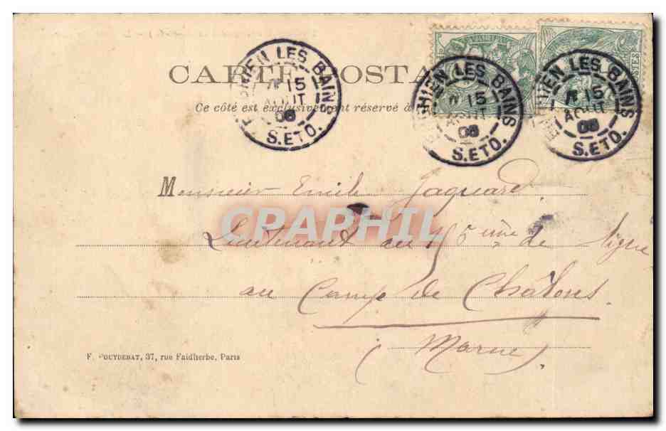 Enghien-les-Bains (S.-et-O.) — Le tour du Lac — Éditeur F. Ouyderat, n°23 — Verso