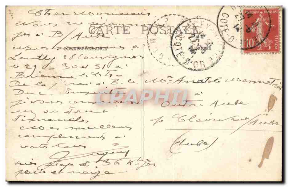 Recey sur Ource - Promenade sur la Carriere - CPA  — Rückseite
