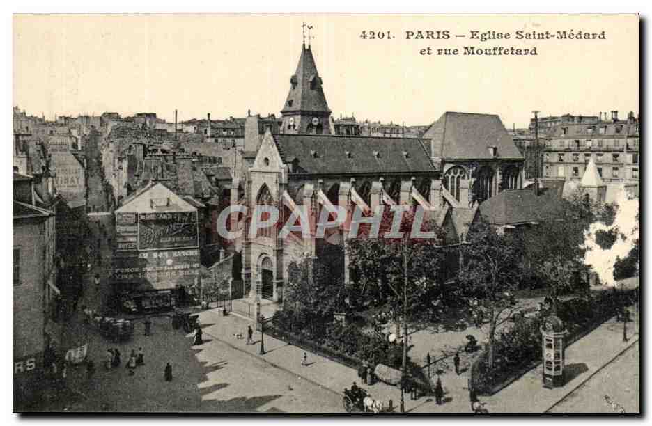 Paris - 5 Rue Mouffetard - Eglise Saint Medard - CPA 