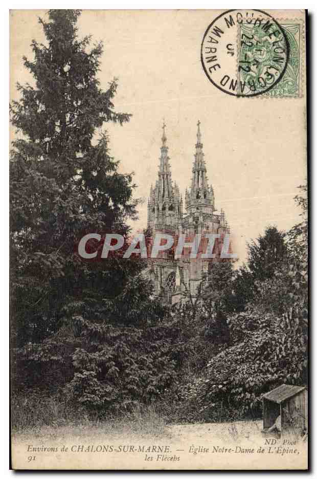 Chalons sur marne - Eglise Notre Dame de L'Epine - les Fleches - CPA 