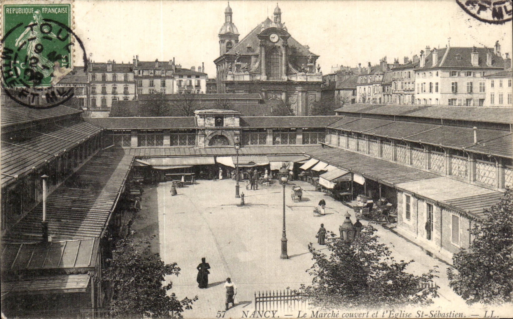Nancy - Le Marche couvert et L'Egise St Sebastien - CPA 