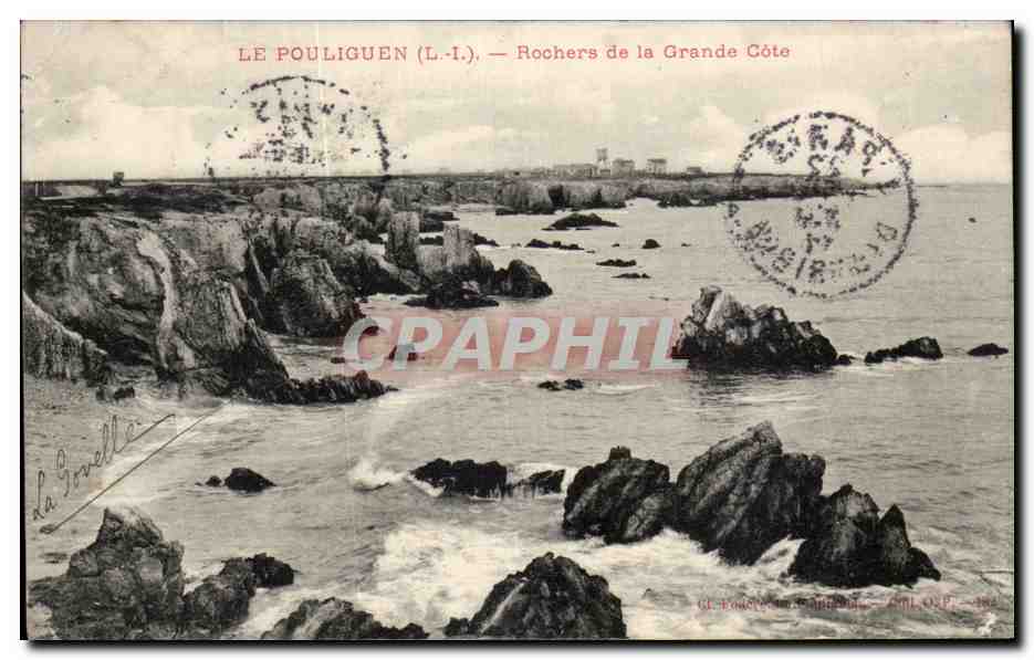 Le Pouliguen - Rochers de la Grande Cote - CPA 