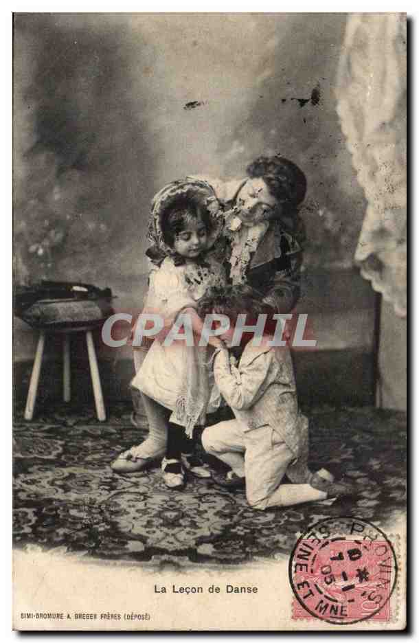 CPA Fantaisie Enfant la lecon de danse
