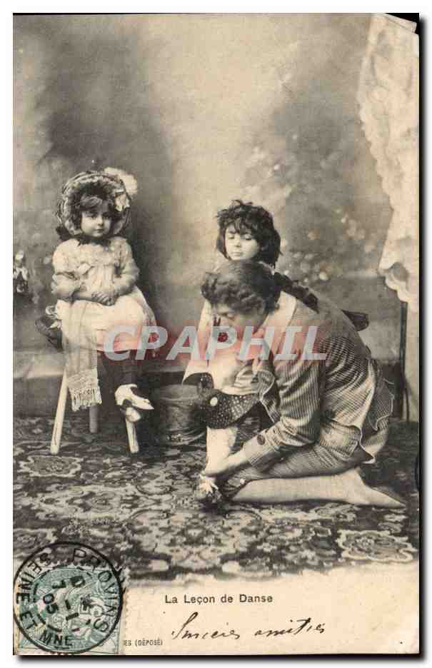 CPA Fantaisie Enfant la lecon de danse