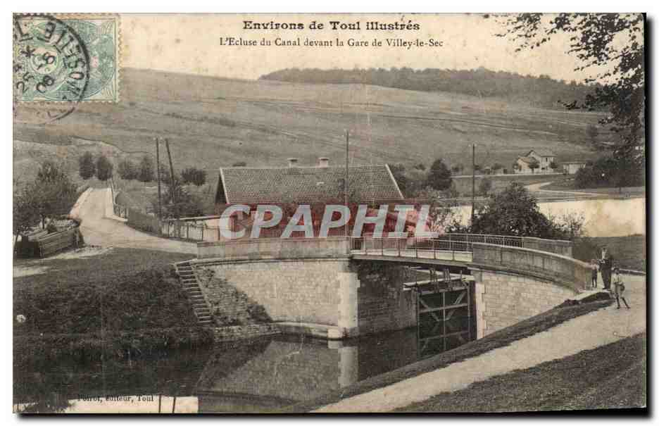 La compuerta del canal frente a la estación de Villey-le-Sec — Alrededores de Toul ilustrados — Potrot, editor, Toul