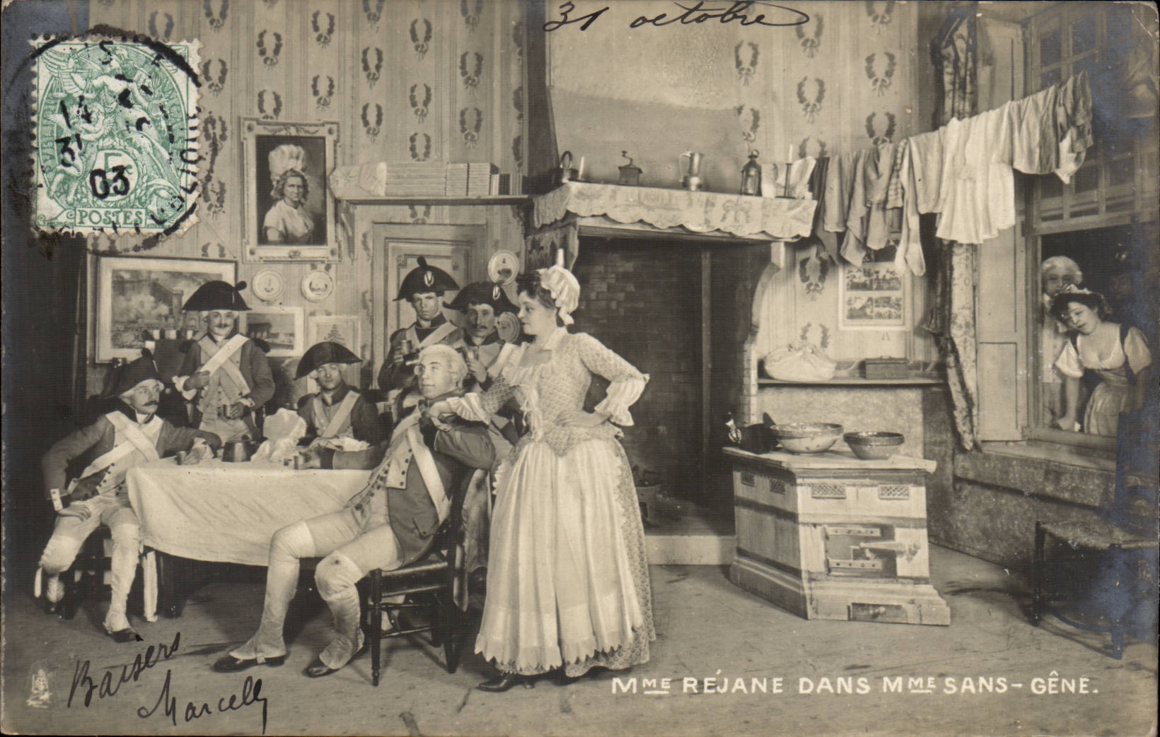 Costumes - Theatre - Mme Rejane dans Mme Sans Gene - CPA 