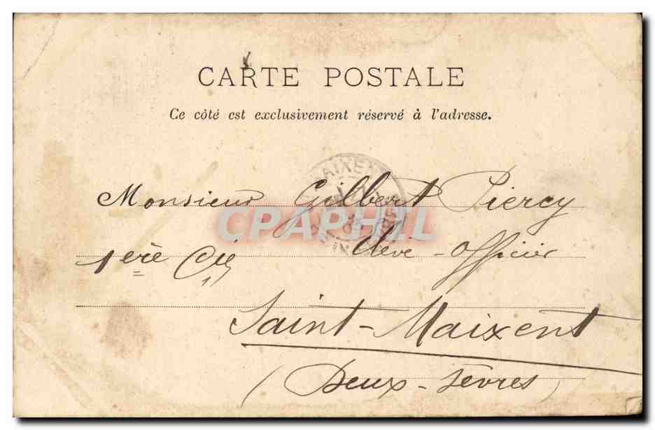 Leçon de tactique — Le Duc de Reichstadt (Mme Sarah-Bernhardt) et les petits soldats de bois — L'AIGLON (Acte II) — Éditeur Paul Rivet, Paris — Verso