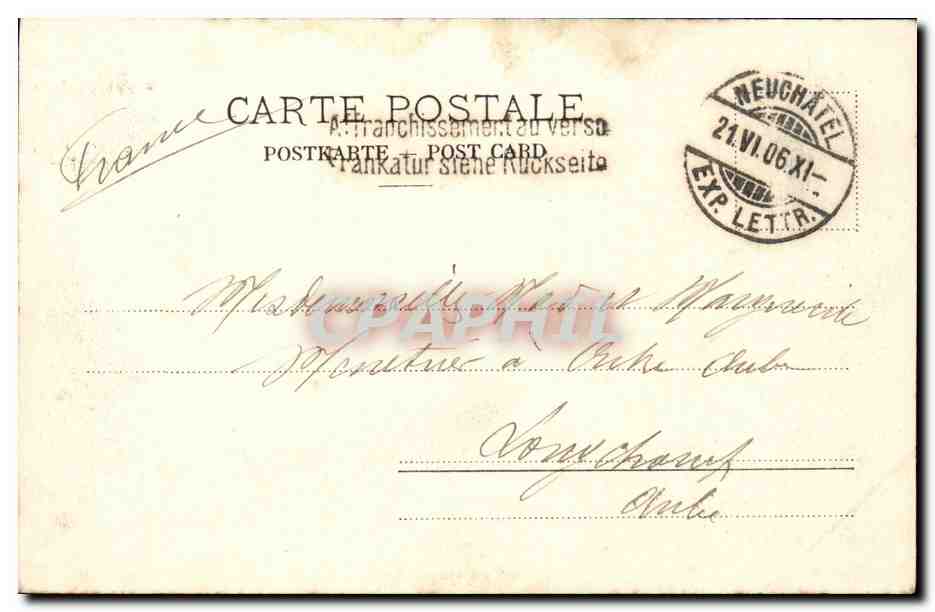 Suisse - Schweiz - Neuchatel - Chateau - CPA  — Rückseite