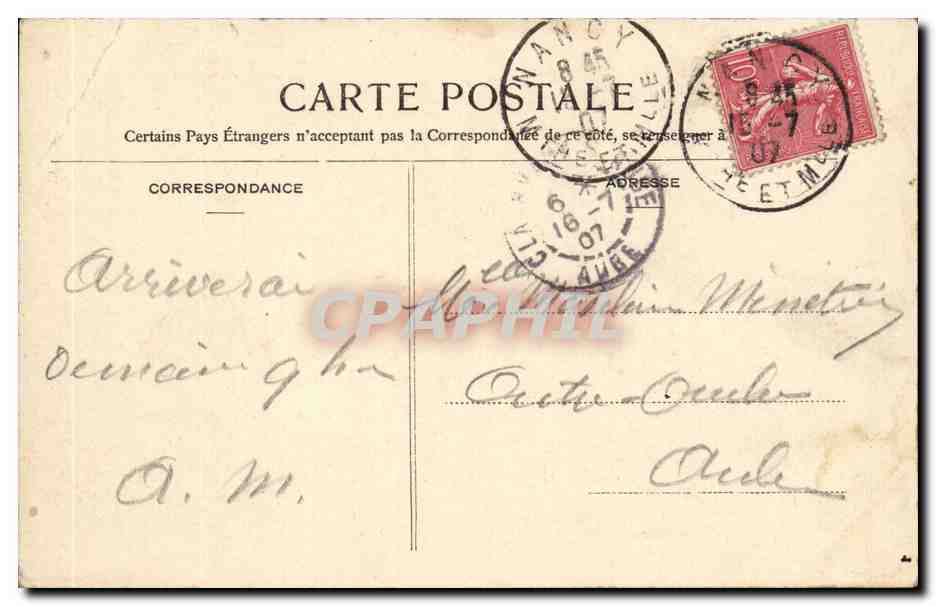 Nancy - Place Stanislas - Fontaine de Neptune par Guibal et Grille de Jean Lamour - CPA  — Verso