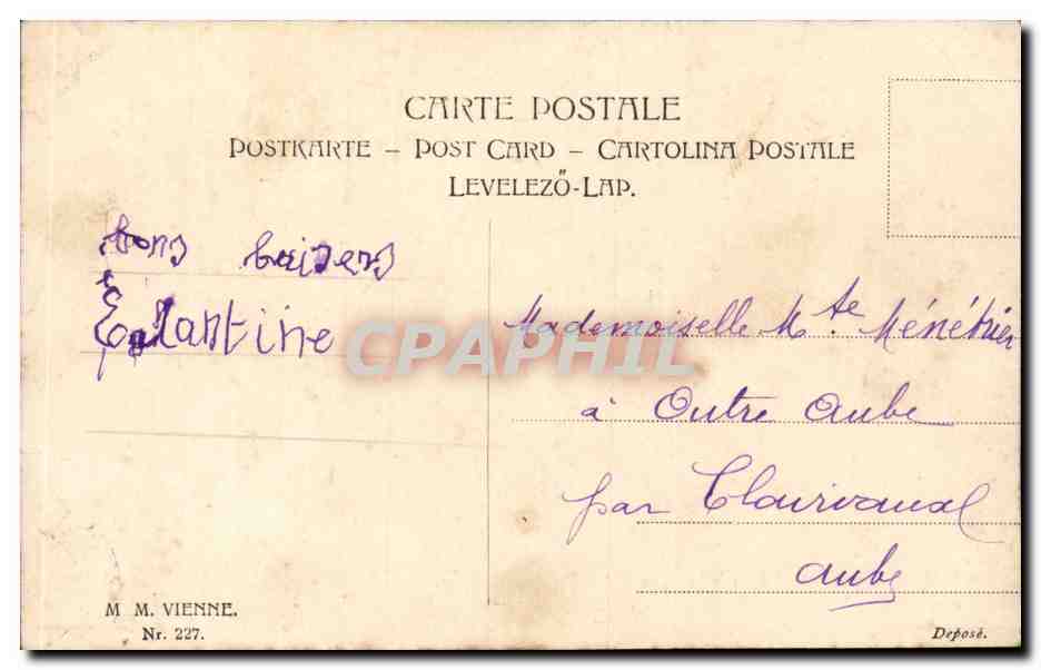 Junge Frau mit welligem Haar — M. M. Vienne, Nr. 227 — Rückseite