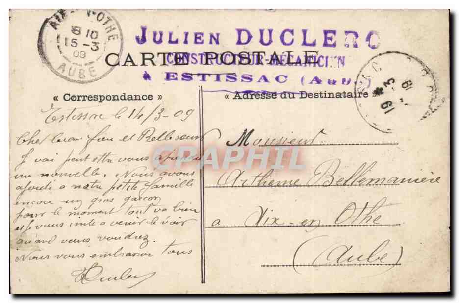 Madre e hijo — ¿Qué cuna vale el brazo de una madre? — Julien Duclerc, Estissac — Reverso
