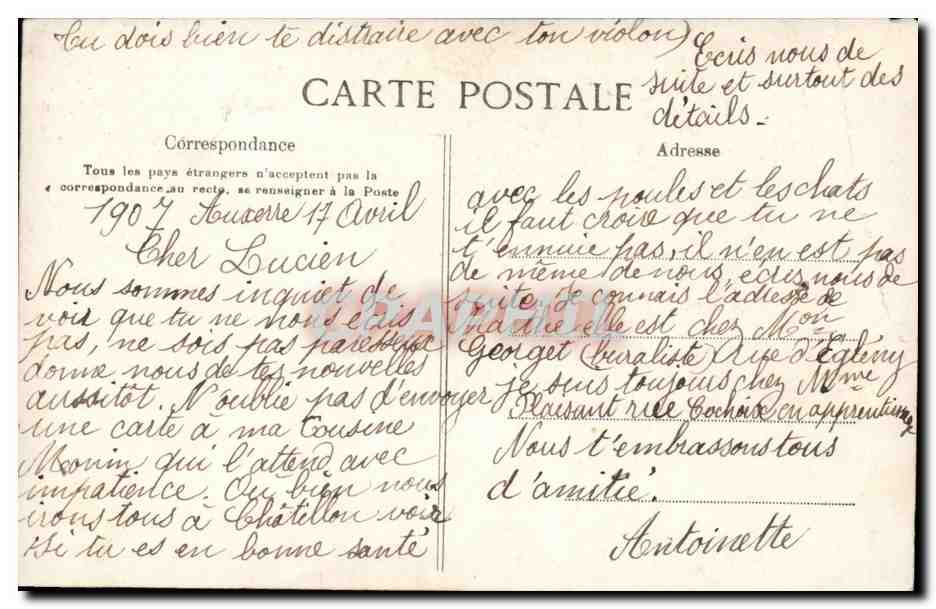 Auxerre CPA Souvenir — Rückseite