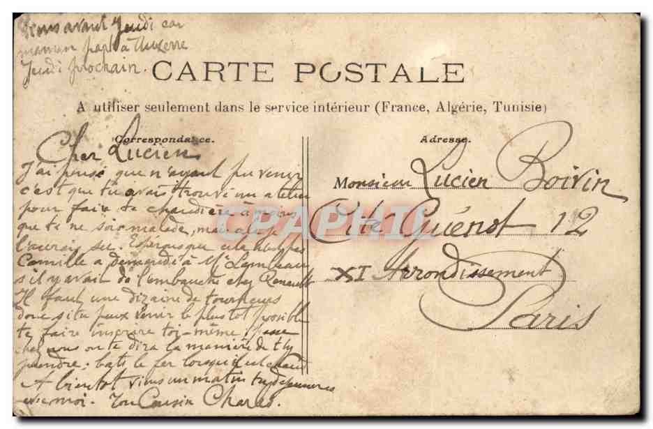 Auxerre CPA Hotel des Postes — Rückseite
