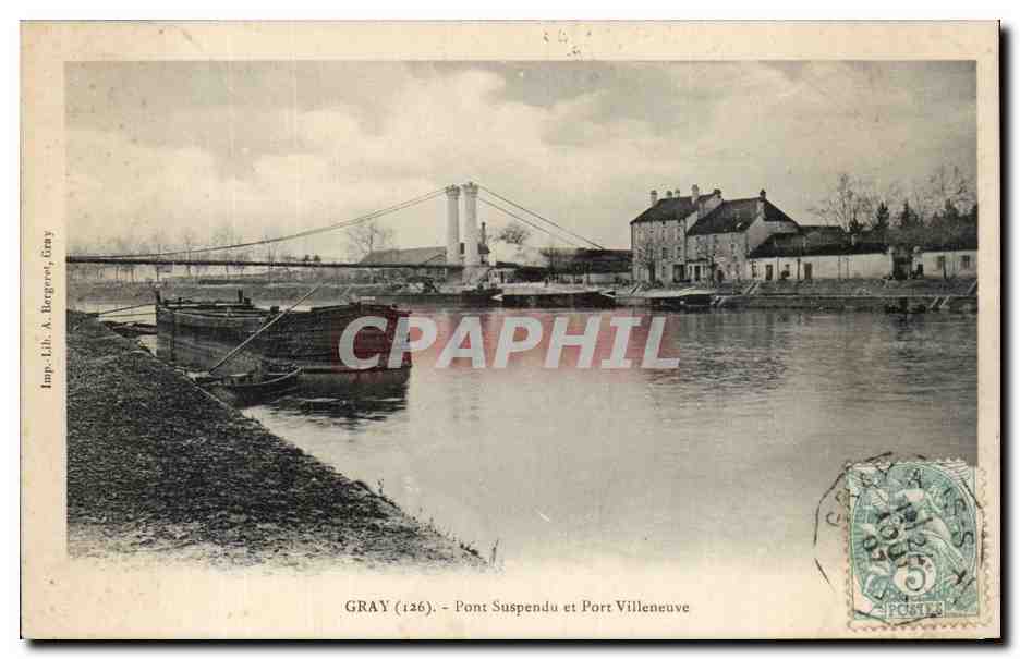 Gray - Pont Suspendu et Port Villeneuve - CPA 