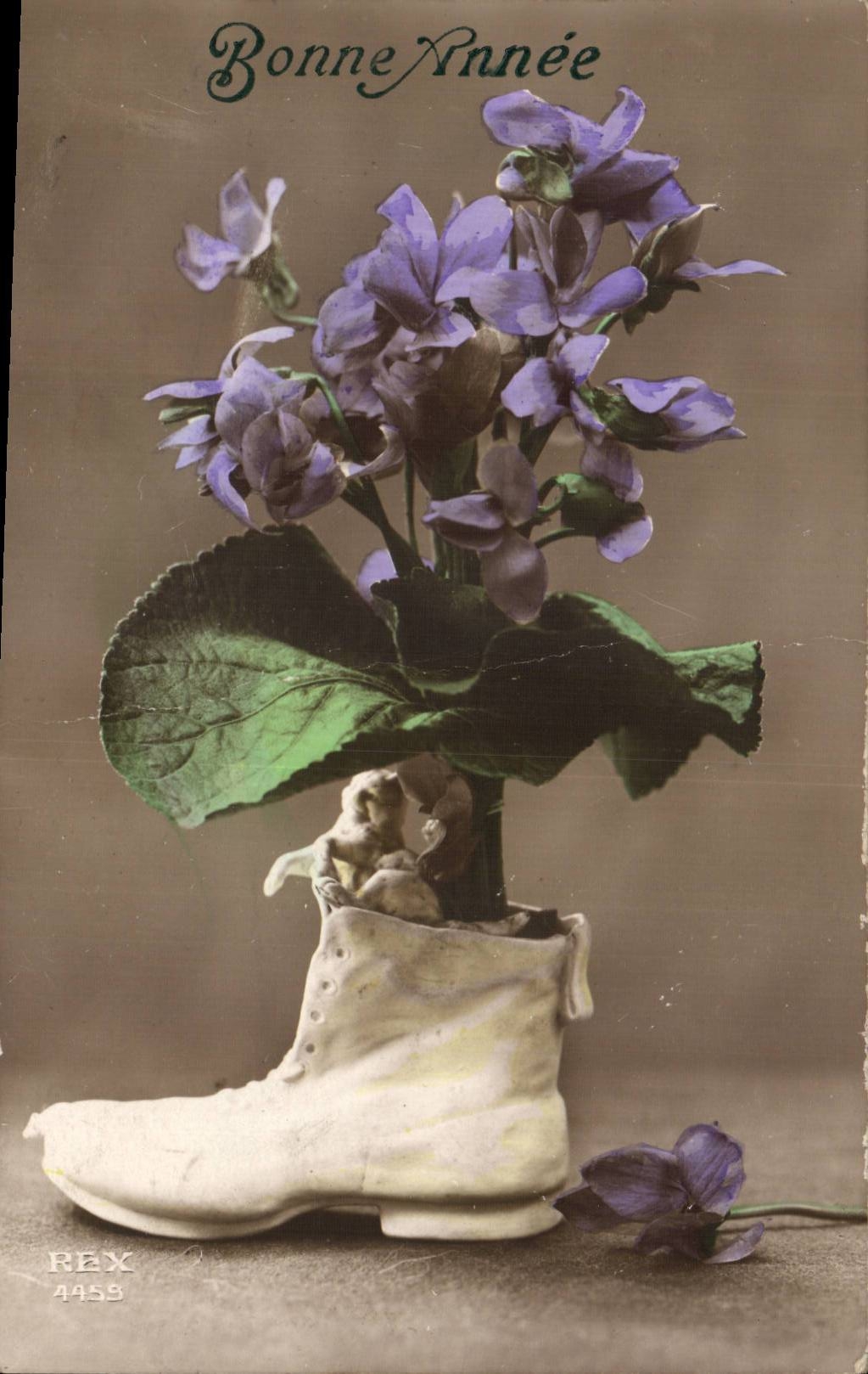 Fantaisie - Bonne Annee - Fleurs dans une botte - CPA 