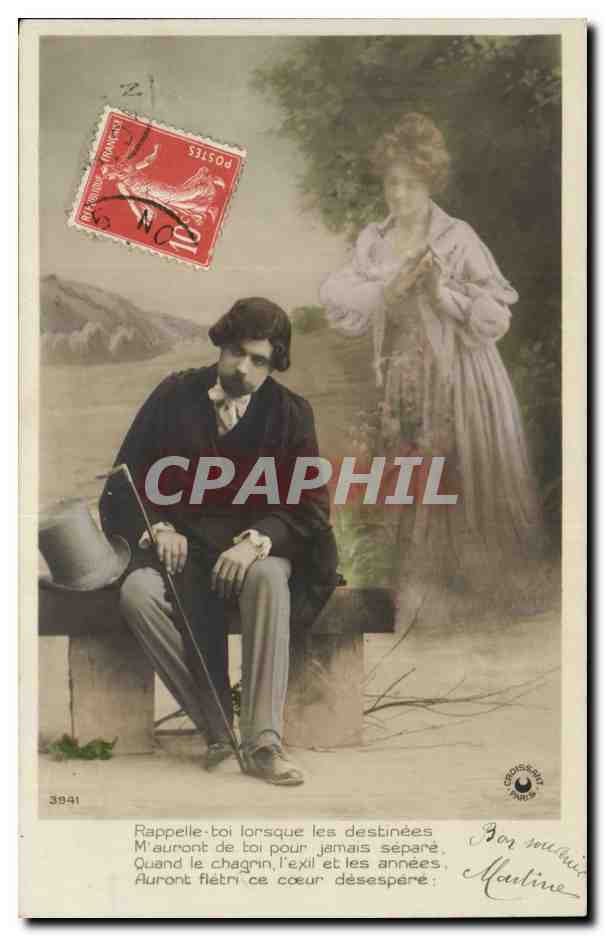 Fantaisie - Couple - Rapele toi orsque les destiness M'Auront de toi pour jeunes separes Quand le chagrin - CPA 