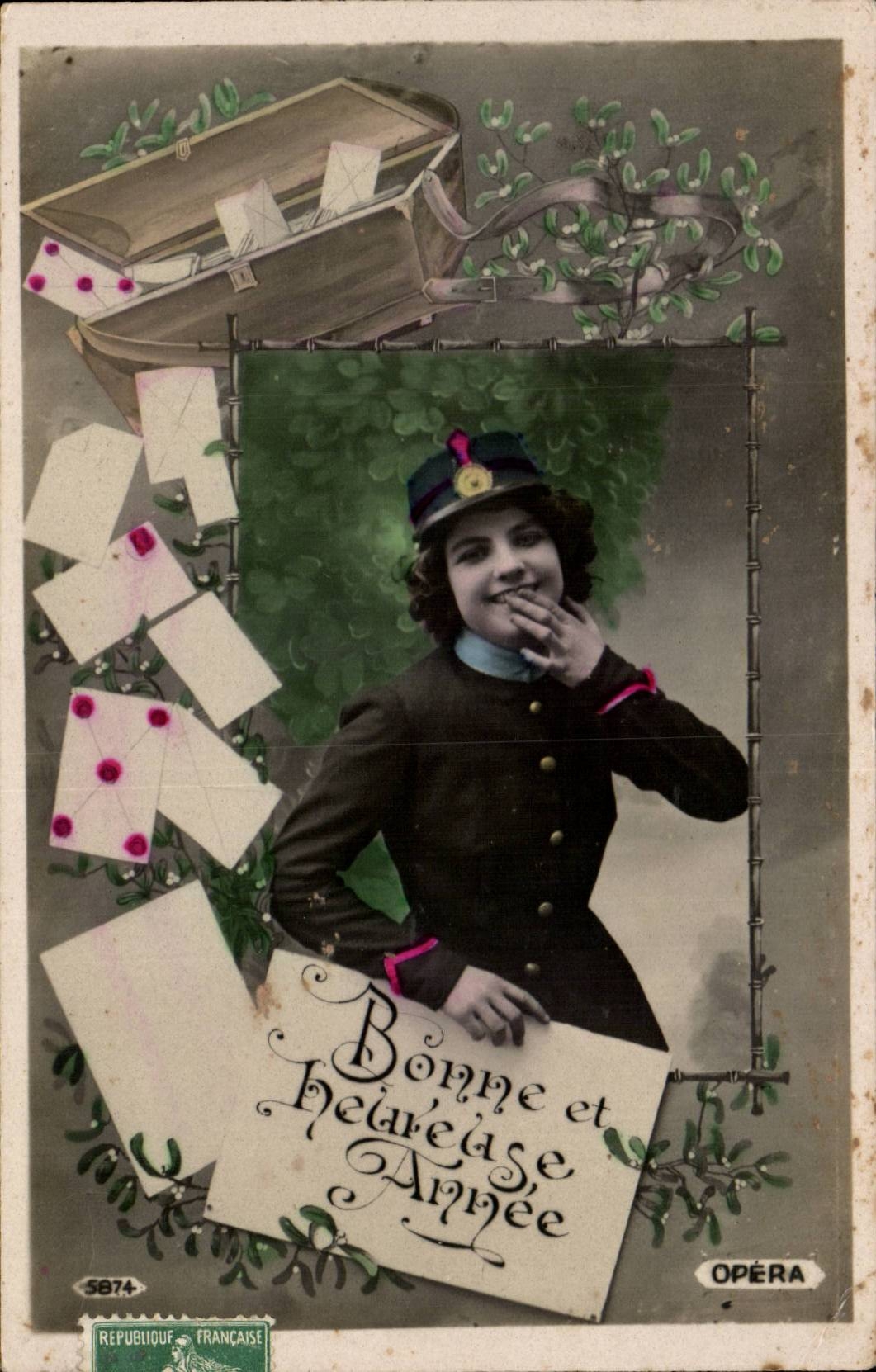Joven mujer en uniforme — Feliz Año Nuevo — Opéra, serie S874