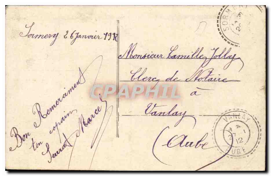 Fantaisie - Homme - Un Bonjour - Handsome man with thick mustache - CPA  — Rückseite