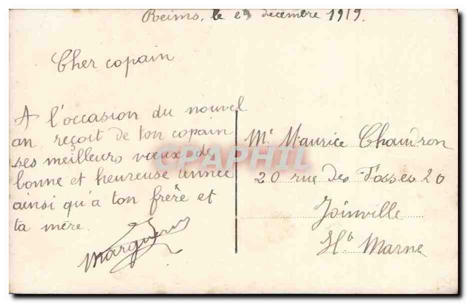 Fantaisie - Homme - Bonne Anne - Jeune Homme avec fleur - CPA  — Rückseite
