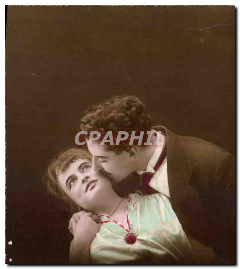 Fantaisie - Couple - Le Baiser Je Voudrais a jamais pouvoir perpetuer cette minute exquise - CPA 