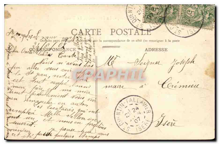 Saint Etienne CPA Marengo La prefecture Le Treuil — Rückseite