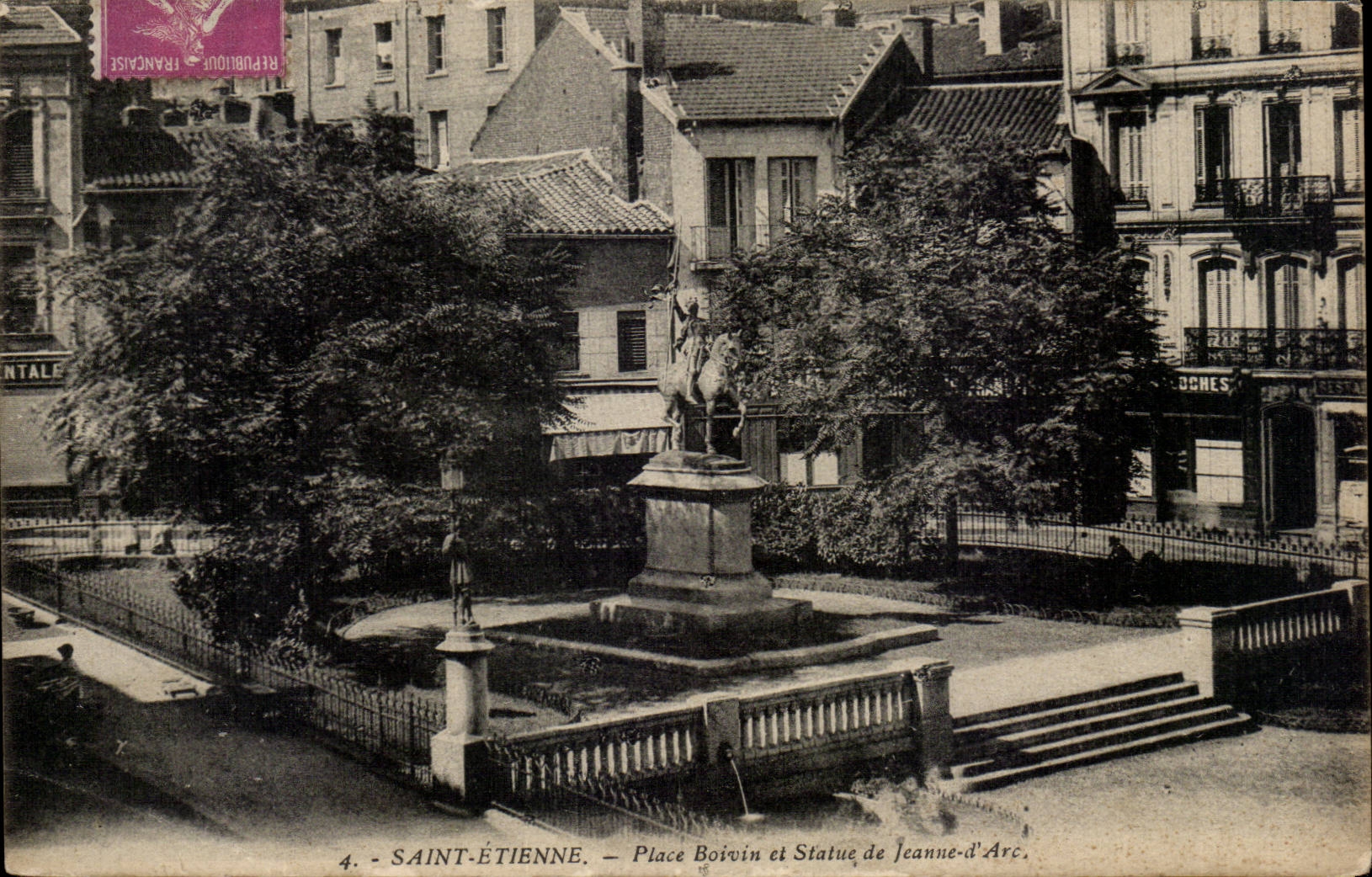 Saint-Étienne — Place Boivin und Statue der Jeanne d'Arc — unbekannter Verleger, Nr. 4