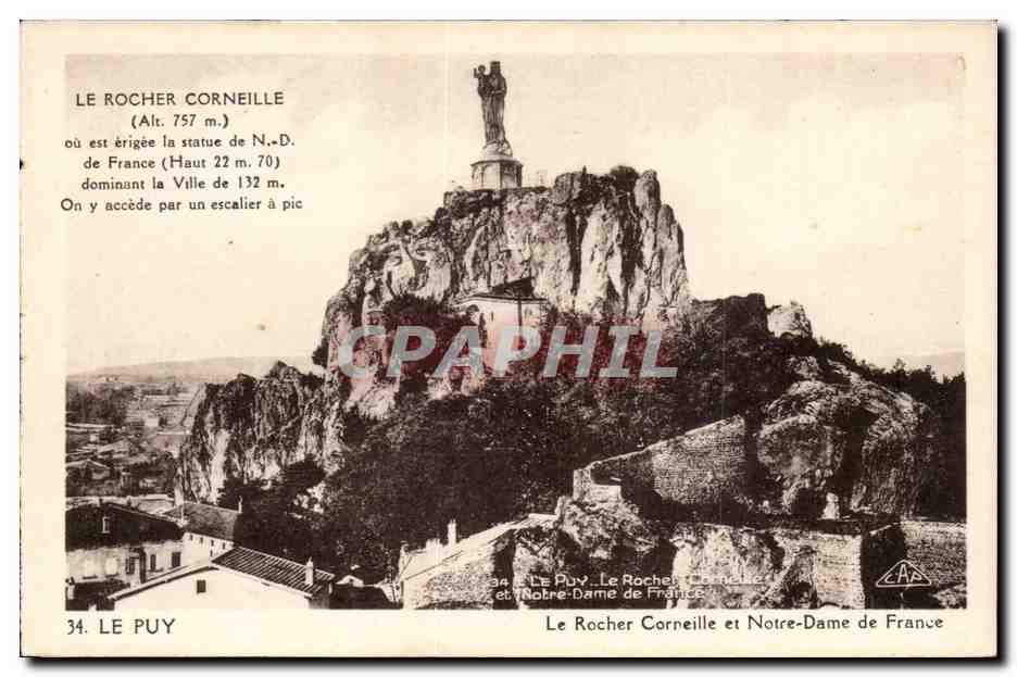 Le Rocher Corneille — statue de Notre-Dame de France — éditeur CAP, n°34