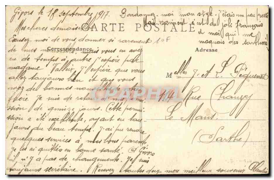 Le Puy CPA Le baptistere d'Aiguilhe — Rückseite