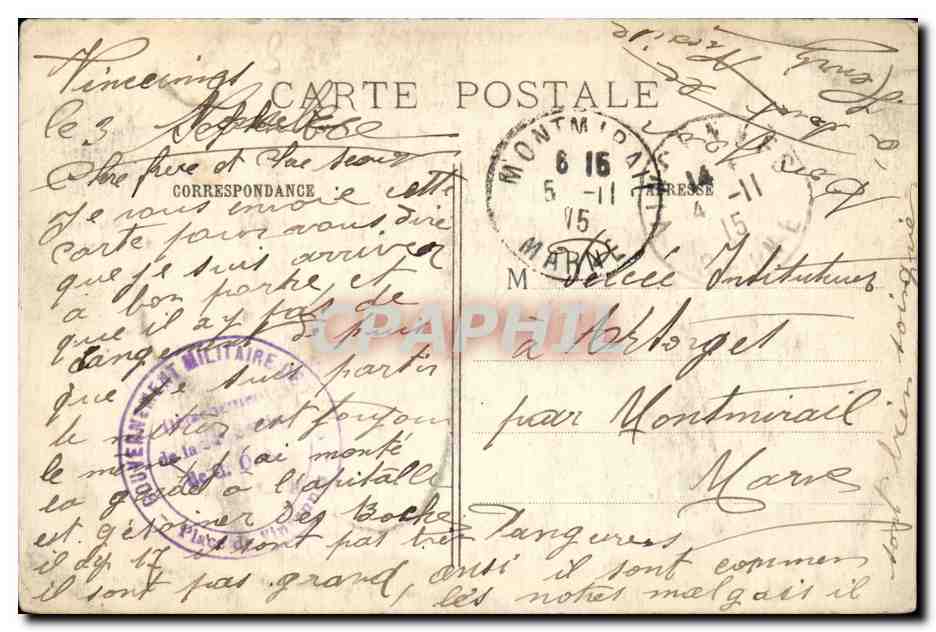 Vincennes — Intérieur du fort - Vue générale de la Chapelle et du quartier d'Artillerie — E.M. n°4506 — Rückseite