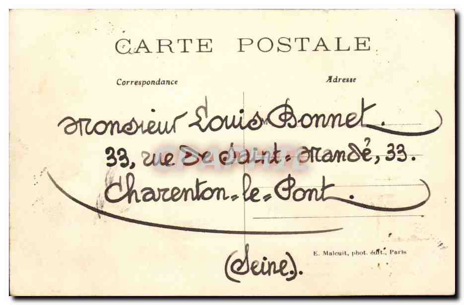 Le Bois de Vincennes — Ruisseau et Pelouse — E. M. — n°494 — Reverso