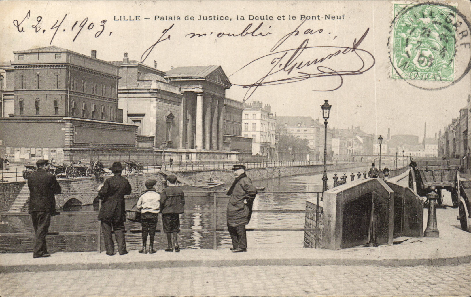 LILLE — Palais de Justice, la Deule et le Pont-Neuf — éditeur inconnu, n° de série non visible