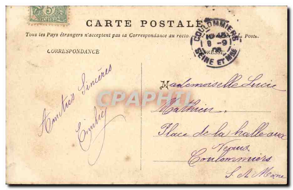 Place Crèvecoeur — Calais — Édition G. H. — Rückseite
