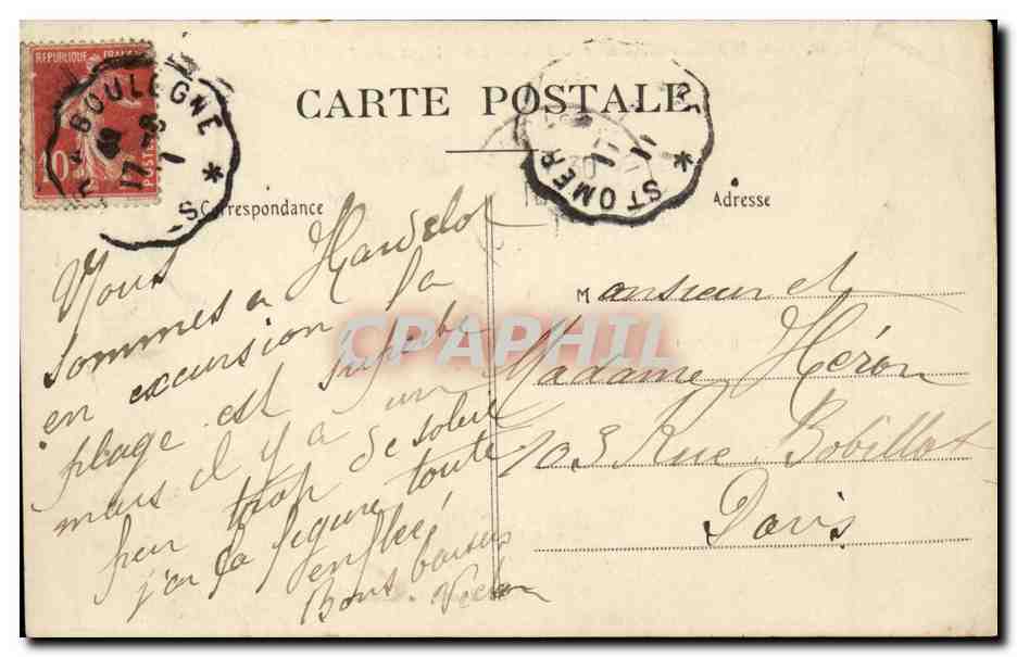 Boulogne sur Mer CPA La plage — Verso