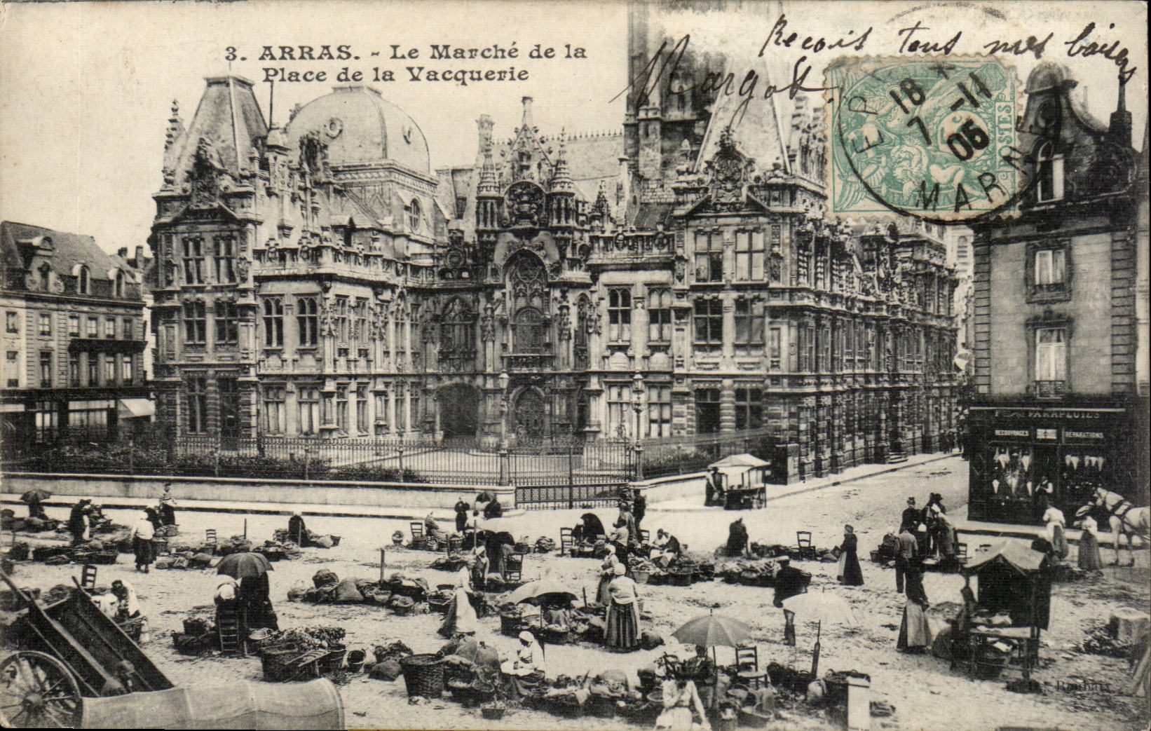 Arras CPA Le marche de la place de la Vacquerie TOP