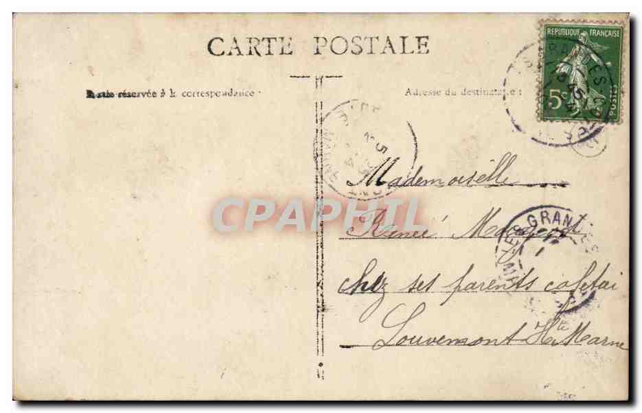 Homme avec poisson et fleurs — jeu de printemps — 1er Avril — éditeur GRAS n°321 — Reverso