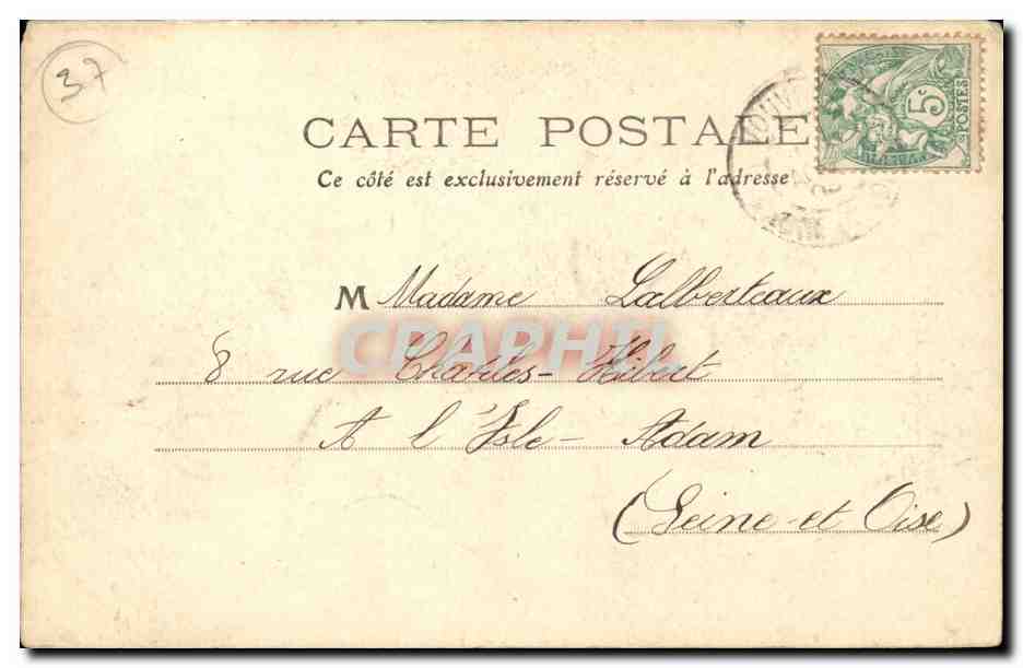 Tours CPA Le pont du lac du jardin des Prebandes d'Oe — Verso