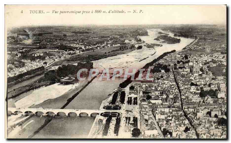 Tours CPA Vue panoramique prise a 800m d'altitude